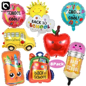 8pcs Back To School Balloon Party Decorations First Day Of School Foil Bus Apple - Picture 1 of 8