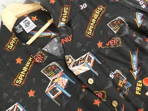 Vtg Kennington Men's Medium PINBALL Theme Hawaiian Shirt Temptation 100% Rayon - Picture 1 of 7