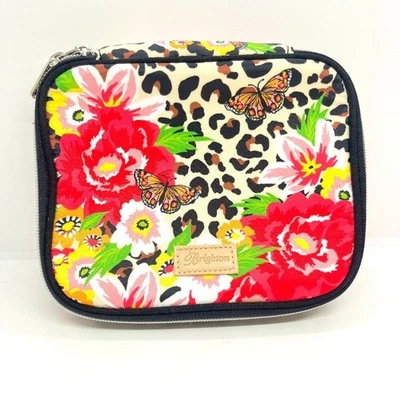 BRIGHTON ESTUCHE JOYERO FLORAL BOLSA DE VIAJE MARIPOSAS ANIMAL PRINT FLORES ROJO Foto 1 de 4