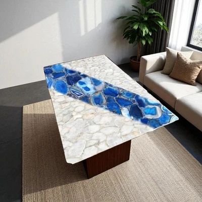 Stunning Agate Stone Center Dining Table Natural Gemstone Countertop Home Decor - Image 1 of 4