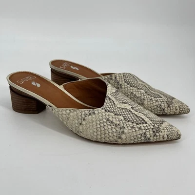 Franco Sarto Visa Mule Mujer 9M Gris Crema Estampado Serpiente Cuero Repujado Punta Foto 1 de 4
