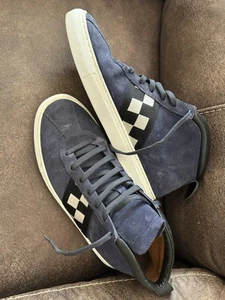 Stivali da uomo Bally Vita-Parcours 9D blu pelle a scacchi punta alta sneaker lusso - Foto 1 di 19