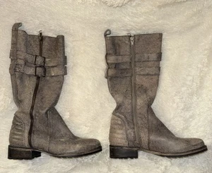 Matisse Distressed leather Roady Moto Boots size 8M Made in Brazil Mid Calf 15” - Picture 1 of 7