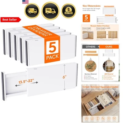 Drawer Dividers Plastic Adjustable Organizer Expandable Storage 5 Pack - Image 1 of 4