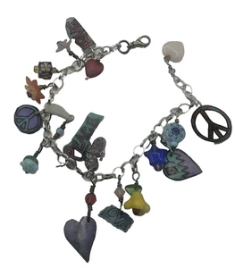 Bracciale Charm Boho Tribale Costume Gioielli Toggle Chiudi Plastica Perline Hippie - Foto 1 di 5