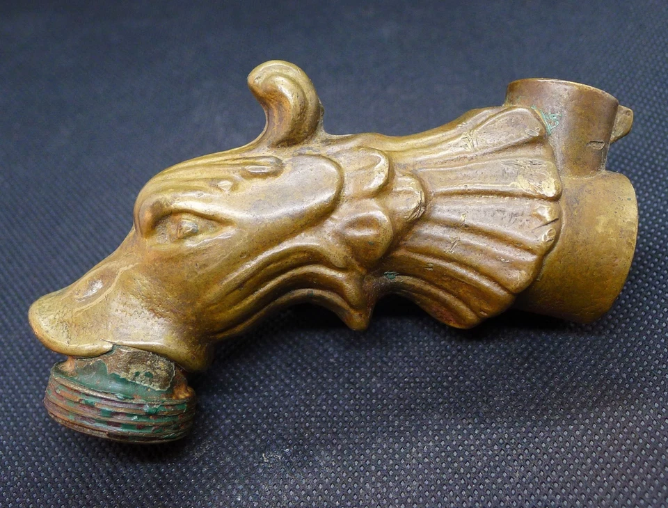 Ancien Robinet de Fontaine Laiton Tête de Gargouille 19ème Antique French Tap - Photo 1/3