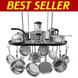 Stunning Ceiling-Mounted Kitchen Pot Rack with 15 Hooks - Stylish Organization - Picture 1 of 11