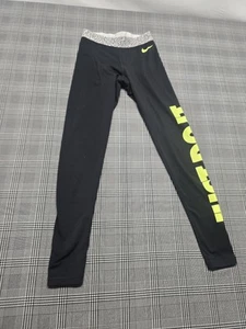 Women's Nike Pro Black/ Lime Green Drifit Leggings Size XS - Picture 1 of 3