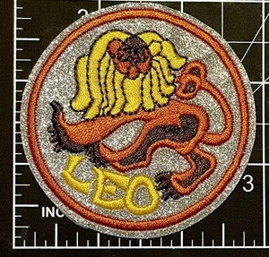 LEO Iron On Patch Vintage-Style Glitter Zodiac Sew On Jacket Hat Bag Embroidery - Picture 1 of 2