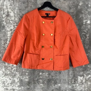 East 5th Sz L Cotton Blend Button Jacket Orange 3/4 Sleeve Short Button Outdoor - Picture 1 of 9