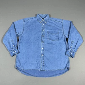 Vintage Gap Denim Shirt Mens Large Chambray Cotton Long Sleeve Made In Hong Kong - Picture 1 of 8