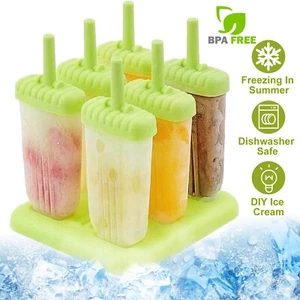 6PCS Popsicle Molds Silicone Reusable Easy Release Ice Maker Homemade Snacks DIY - Picture 1 of 32