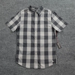 Modern Amusement Shirt Men S Gray Plaid Short Sleeve Button up Slim Skater 9811 - Picture 1 of 14