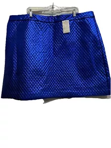 NWT Eloquii Blue Skirt Sz24 Short Quilted Faux Leather A-line Lined Pockets Play - Picture 1 of 11
