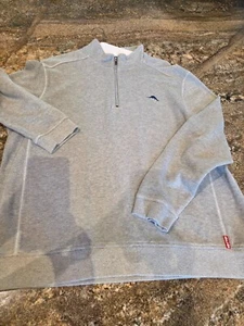 Tommy Bahama Relax 1/4 Zip Mens Pullover Sweatshirt Gray W/ Swordfish XL - Picture 1 of 3