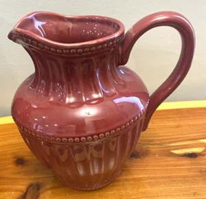 Water Pitcher Homestead by At Home America Large Cranberry Ceramic RETIRED - Picture 1 of 5