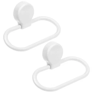 2 Pcs Plastic Adhesive Holder Towel Ring White Counter for Bathroom - Picture 1 of 12
