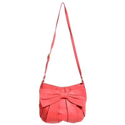 Bolso de hombro rojo Valentino para mujer rosa con lazo decorado 100 % cuero Foto 1 de 4