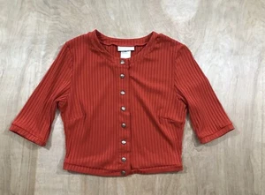 Michael Kors Women  Orange button Up Cropped 3/4 Sleeve size Medium - Picture 1 of 8
