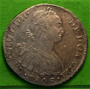 CARLOS IV, 8 Reales, 1806, LIMA -JP, Silver, SPANISH COLONIAL - Picture 1 of 2