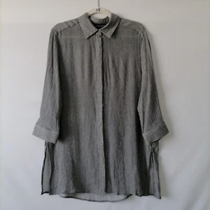 NWT Modern Works Womens Gray 3/4 Sleeve High Low Hem Button Up Shirt Size M - Picture 1 of 7