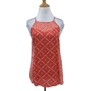 Lucky Brand Live in Love Tank Women XS Pink Geometric Print Halter Boho Top - Picture 1 of 11