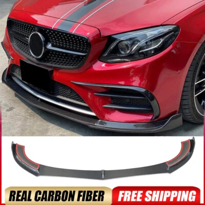 For Mercedes Benz W213 E350 E400 Sport 16UP Real Carbon Front Bumper Lip Spoiler - Image 1 of 4