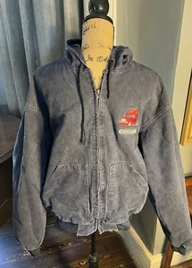 Mens Long Sleeve 2 Pocket Hooded Freight Line XL Blue Zip Front Jacket - Picture 1 of 20
