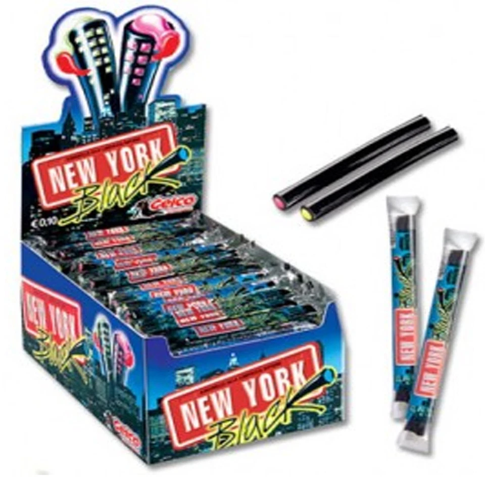 GELCO 50 CARAMELLE GOMMOSE RIPIENE NEW YORK BLACK GUSTO LIQUIRIZIA BOX ESPOSITORE
