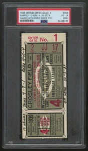 1939 World Series Game 4 Ticket Stub Reds Yankees 8th WS Title PSA 4 (MK) - Picture 1 of 2