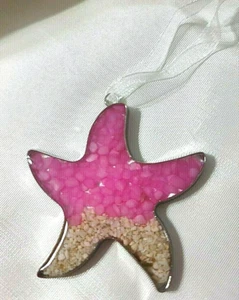 Pink Pebbles and Sand Filled STARFISH ORNAMENT, 55mm tall, Retails for $50, NWT - Picture 1 of 5