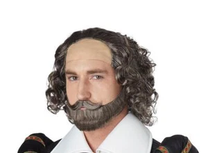 Set costume da uomo barba e parrucca da uomo Shakespeare storico elegante - Foto 1 di 2