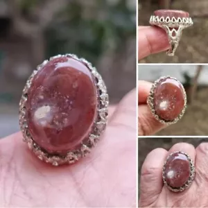 Agate خاتم حجرعقيق احمر الربيع نادر مصور Spring Red stone Max with silver 9us - Picture 1 of 13