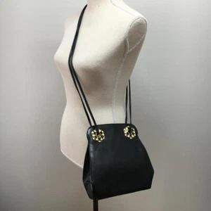 BRACCIALINI 11563 Bag Italian Color Black Leather Gold Hardware Women's Used - Picture 1 of 10