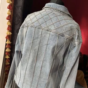 true religion denim jacket Embellished XL Chest 46” Sparkly Tassels - Picture 1 of 9