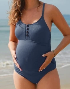 Badeanzug L Schwangerschaft Summer Mae Umstands Schwimmanzug Blau Einteilig - Bild 1 von 13