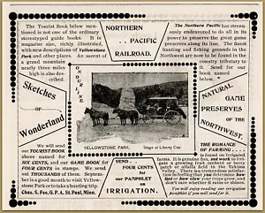 1895 f  Northern Pacific Railroad Yellowstone Park Stage at Liberty Gap Print Ad - Picture 1 of 1