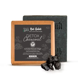 Nat Habit Cold Process Kohle Detox Butter Bad Seife Mitesser, beruhigend 125gm - Bild 1 von 6