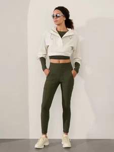 Athleta 2P (XSP) Headlands Hybrid High Rise Cargo Tight Leggings, Aspen Olive - Picture 1 of 7