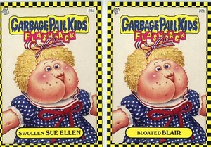 Garbage Pail Kids Flashback 1 SWOLLEN SUE ELLEN/BLOATED BLAIR 28A/B Base Sticker - Picture 1 of 1