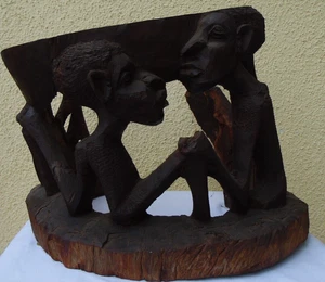 Skulptur afrikanische Figuren geschnitzt Holz massiv Stammeskunst - Bild 1 von 6