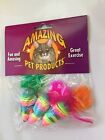 Amazing Pet Cotton Rainbow Feather Tailed Exercise Mice Cat Toy 3 Pack Colorful