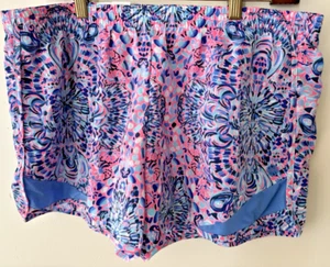 LILLY PULITZER Luxletic Short Size L Blue/Pink Lined EUC - Picture 1 of 4