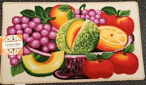 PRINTED KITCHEN RUG (18"x 30") FRUITS, CANTALOUPE,GRAPES, ORANGE, rectangle, RT - Picture 1 of 9