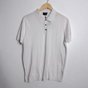 NWT MASSIMO DUTTI Short Sleeve Cotton Polo Sweater In Weiss White Size Large - Picture 1 of 10