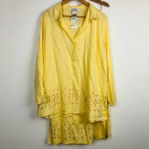 VTG Borcellini Women's 2 Piece Set Tunic & Skirt Yellow Size 2X TAGS ATTACHED - Picture 1 of 9
