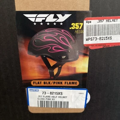 FLY RACING .357 FLAME MOTORCYCLE HALF HELMET GLOSS PINK Foto 1 de 4