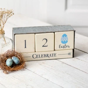 Wooden Block Calendar with Metal Box - Picture 1 of 6