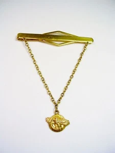 VINTAGE STERLING SILVER TIE CHAIN RUPTURED DUCK HONORABLE DISCHARGE US MILITARY - Picture 1 of 3