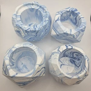 Macetas geométricas de mármol para interiores y exteriores azules blancas de 3 pulgadas suculentas decoración del hogar - Imagen 1 de 13